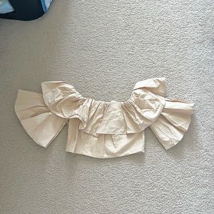 off the shoulder ruffle crop top